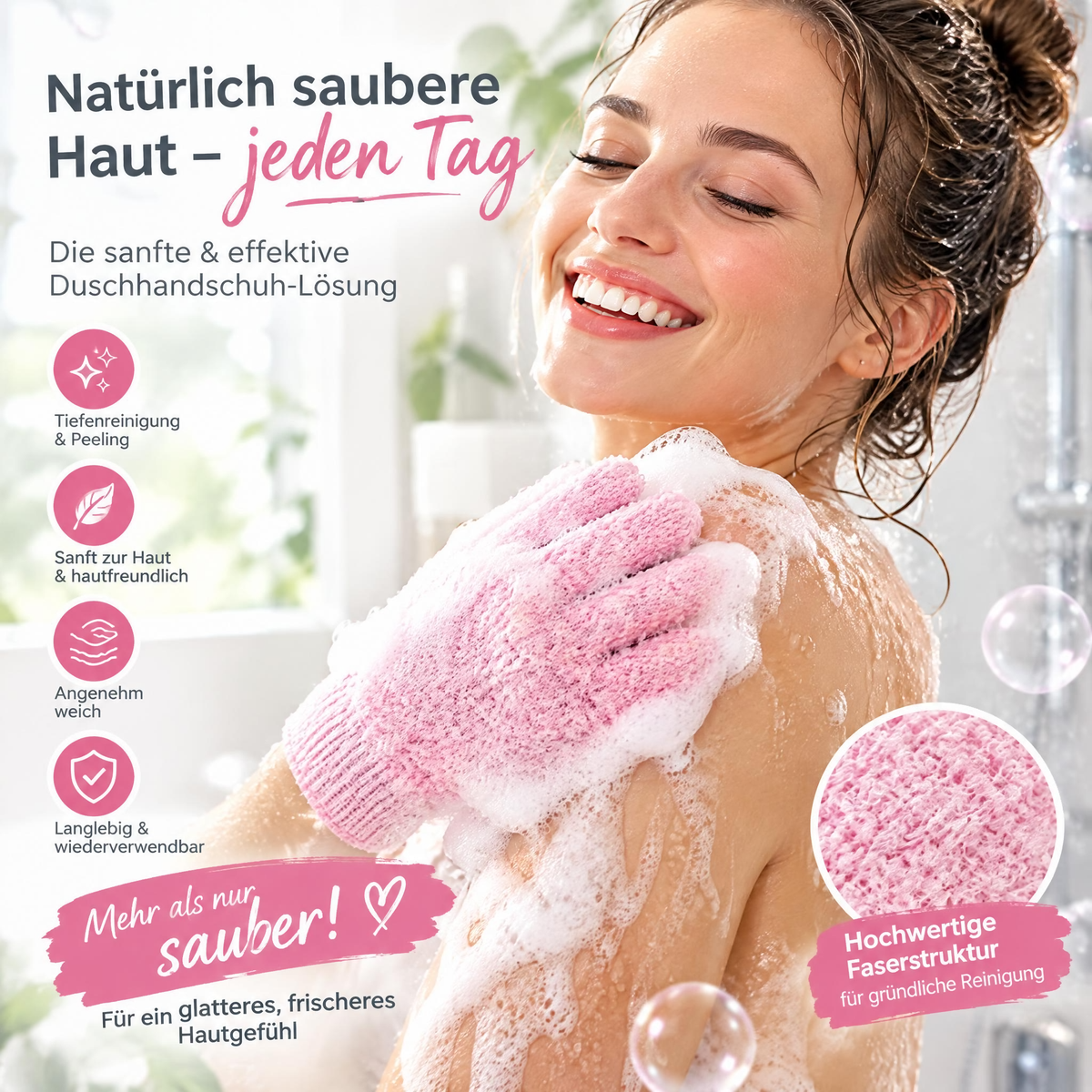Peeling-Badhandschuhe mit fünf Fingern