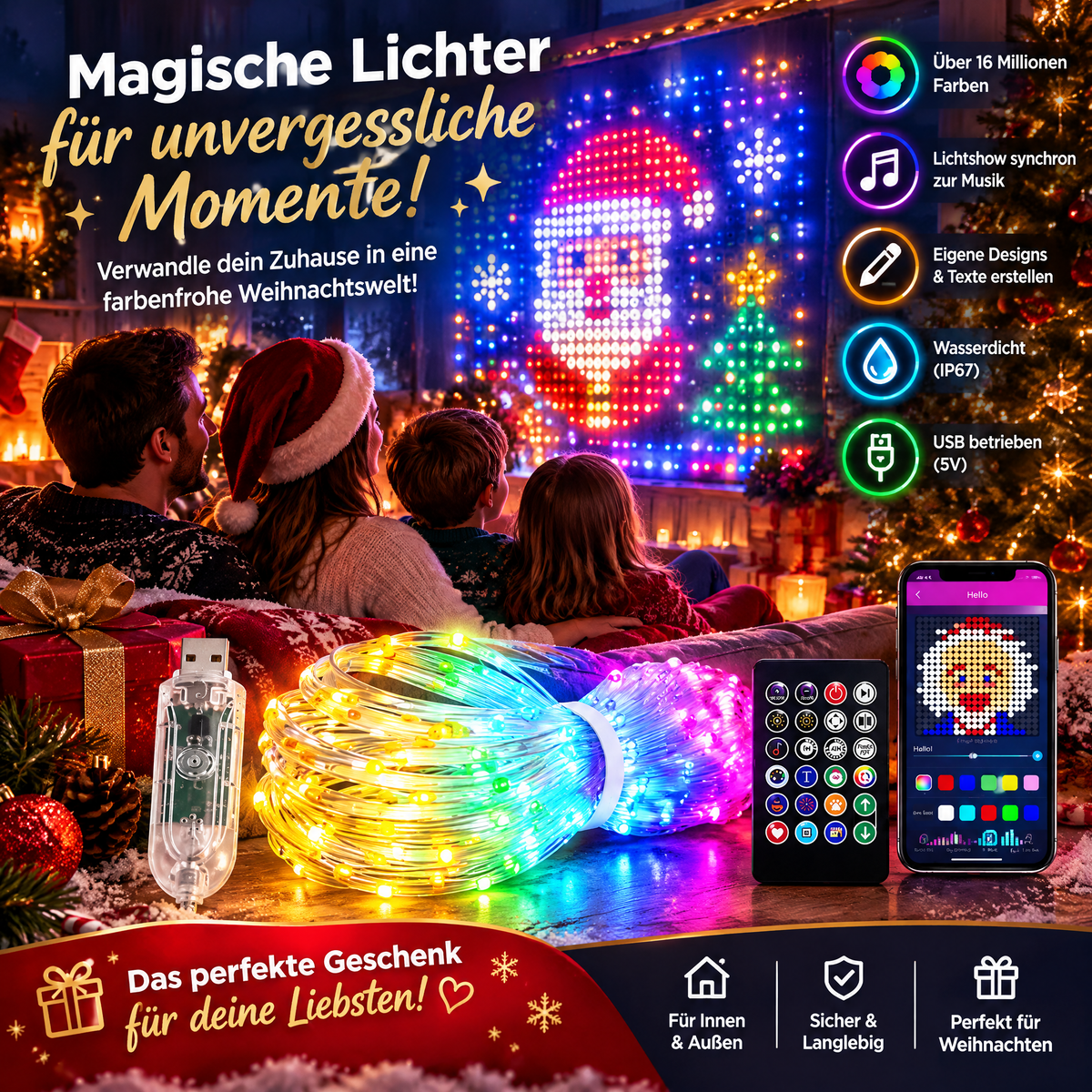 💡 50% RABATT NU! Vattentäta LED-gardinljusslingor – appstyrning, musiksynk & anpassad ljuskonst – perfekt för fest, trädgård och alla rum ✨