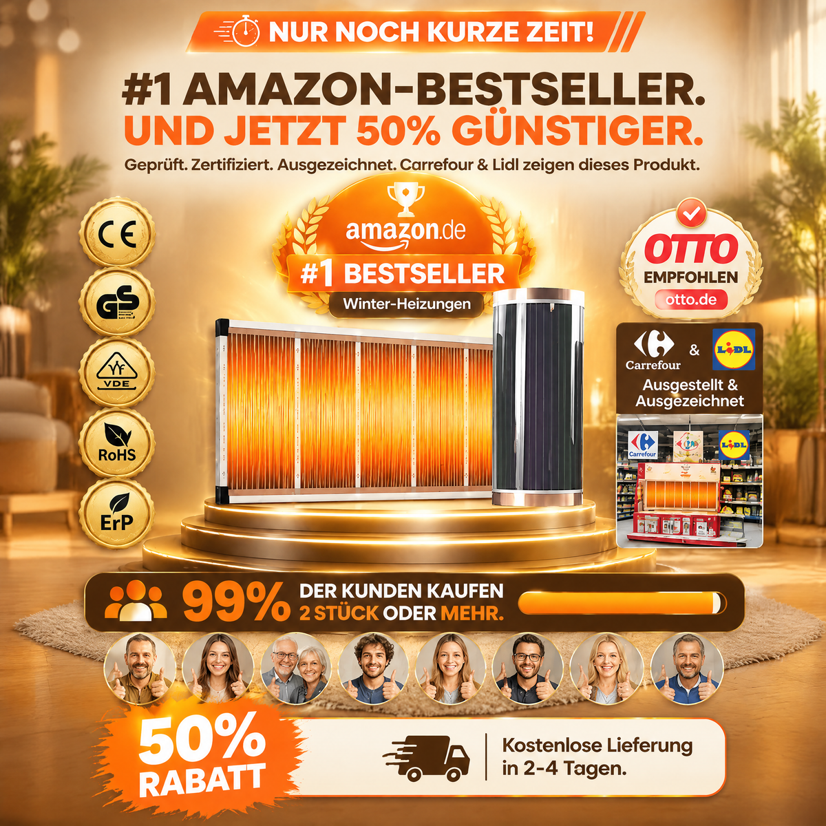 【5 Sekunden Schnellheizung】Deutsche High-Tech Graphen-Wandheizung