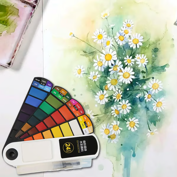 🎨Festes Aquarellfarben-Set mit Wasserpinsel-Stiftschwamm