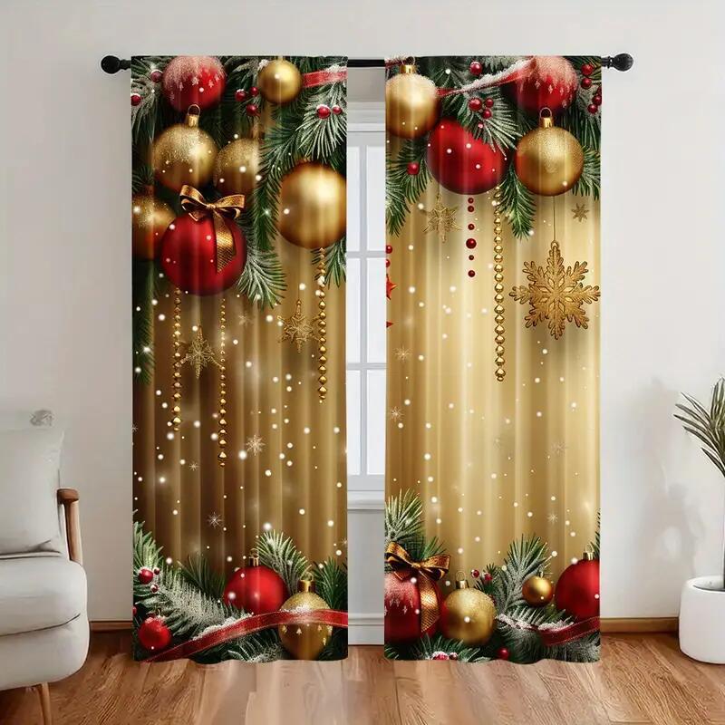 Weihnachts-Fenstervorhänge 2-teiliges Set für die Wohnungsdekoration