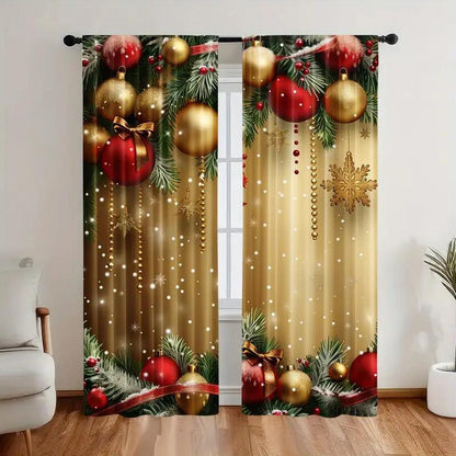Weihnachts-Fenstervorhänge 2-teiliges Set für die Wohnungsdekoration