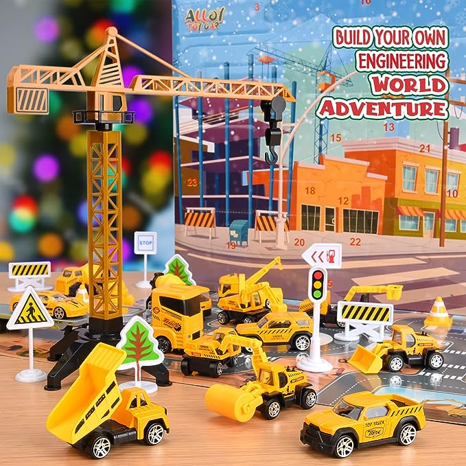 🔥Solange der Vorrat reicht 50 % Rabatt!🚗Adventskalender für Jungen: Spielzeugsets mit Baumaschinen aus Metalllegierung