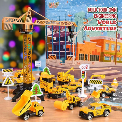 🔥Solange der Vorrat reicht 50 % Rabatt!🚗Adventskalender für Jungen: Spielzeugsets mit Baumaschinen aus Metalllegierung