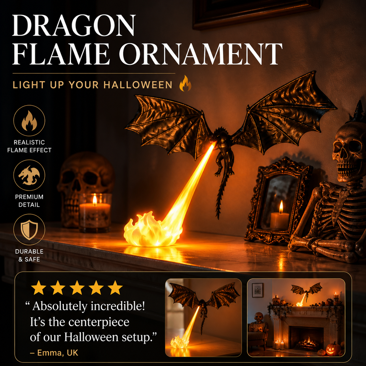 🔥Drachenflammen-Ornament | Gruselige Halloween-Deko – ein Muss!