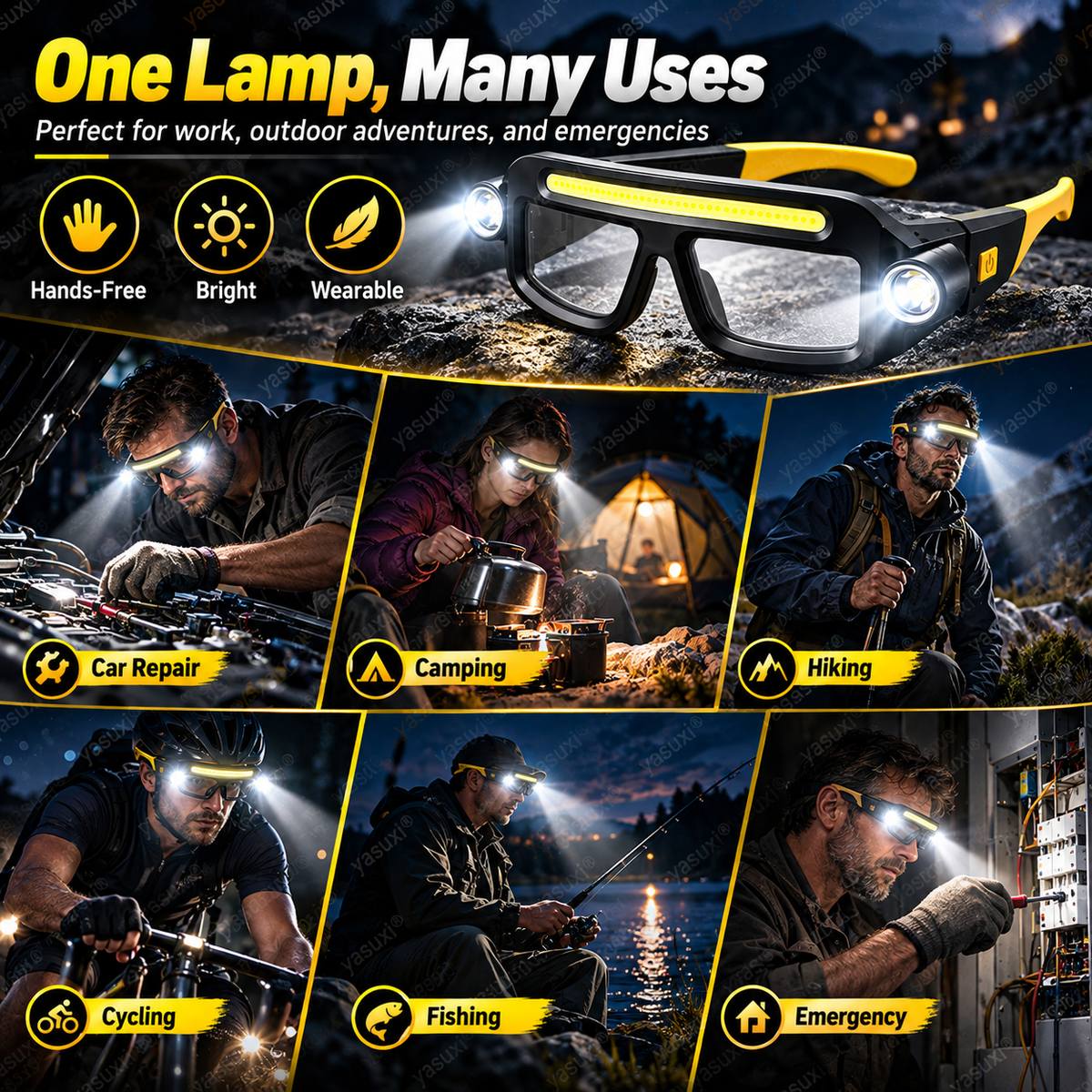 ✨Wiederaufladbare LED-Stirnlampe im Brillen-Design
