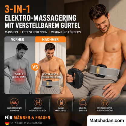 ⏰  🟣 3-in-1 Multifunktionaler elektrischer Faszienring mit verstellbarem Gurt, Massage, Fettabbau & Verdauungsförderung für Bauch, Beine, Rücken & Schultern ✨