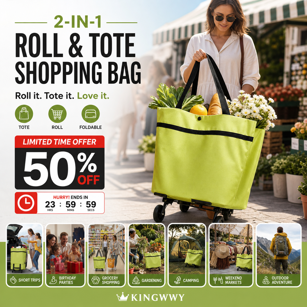 🌸LETZTER TAG ZUM SONDERPREIS!!🌸🛒 Faltbarer Einkaufswagen – Die rollende Einkaufstasche, die Ihren Rücken schont.
