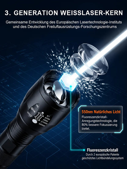 🔥 Superhelle Zoom-Weißlaser-Taschenlampe 'Tongtianpao'