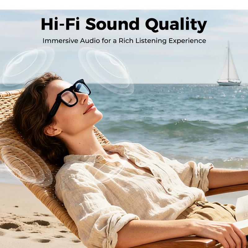 🥳 KI-Smart-Brille mit ChatGPT, 8-MP-Kamera und HD 1200P 4K-Videoaufzeichnung, Echtzeitübersetzung in über 160 Sprachen, Bluetooth 5.4, HiFi-Audio- und Musiksteuerung, intelligente Sonnenbrille mit Videoaufzeichnung für unterwegs