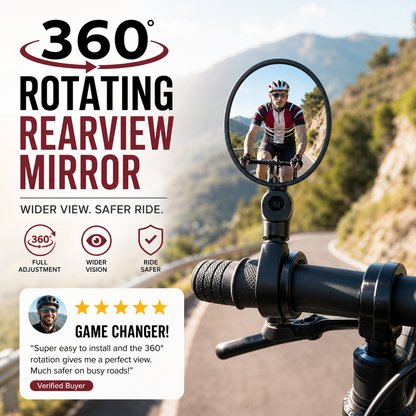 ⏳Time-Limited Special⏰360° Rotating Rearview Mirror – Clear view behind, no more neck twisting. Fits bikes, e‑bikes & motorcycles. Tool‑free silicone strap! 🛡️✨
