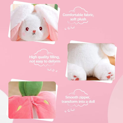 🍓 Erdbeerhäschen verwandelt sich in Häschen 🎀 Fruchtpuppe Plüschtier 🐰