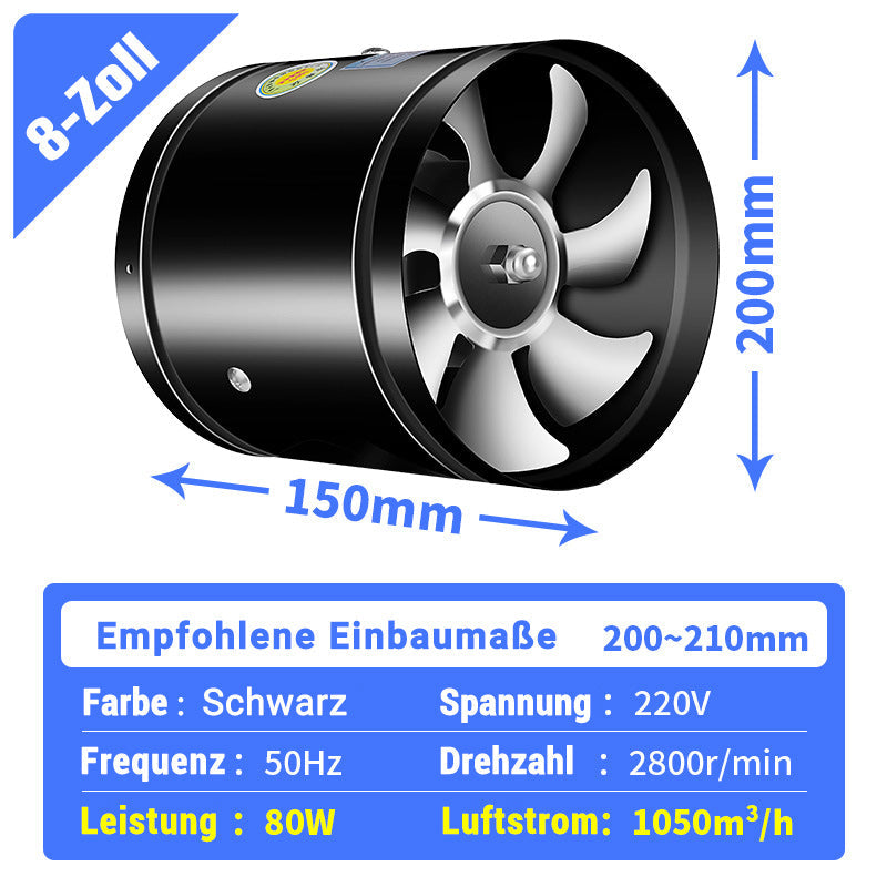 Starker Haushalts-Saugventilator für Rohre