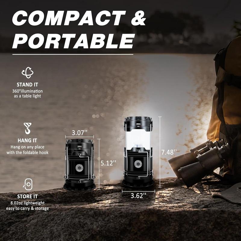 ⛺️Solar-Campinglaterne – wiederaufladbare LED-Leuchte mit Magnetfuß und ausklappbarem Aufhängehaken; zusammenklappbare, batteriebetriebene Lampe – ideal bei Stromausfällen, zum Wandern und für Notfälle