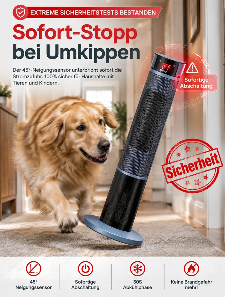 🔥[Nur 1 kWh pro Woche] Premium 3D-Kamin Heizlüfter | 3 Sek. Schnellheizung | A+++ KI-Energiesparmodus