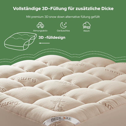 🥳HEISSER SALE 2026🥳💞50.000+ VERKAUFT!👵❤️ Matratzenauflage aus Bambusfaser-Viskose mit tiefen Taschen, gesteppter Matratzentopper, weich & druckentlastend