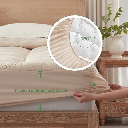 🥳HEISSER SALE 2026🥳💞50.000+ VERKAUFT!👵❤️ Matratzenauflage aus Bambusfaser-Viskose mit tiefen Taschen, gesteppter Matratzentopper, weich & druckentlastend