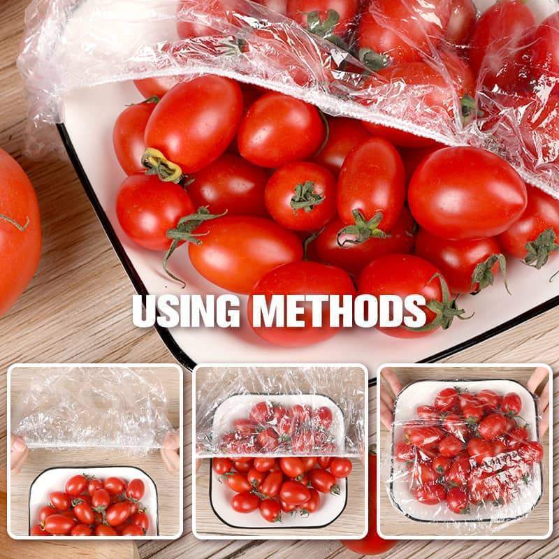 📢📢100 Pcs Einweg-Dehnfolien für Schalen und Teller, elastische Behälterdeckel, Alternative zu Frischhaltefolie für Reste, Obst, Gemüse und zur Lebensmittelaufbewahrung in der Küche