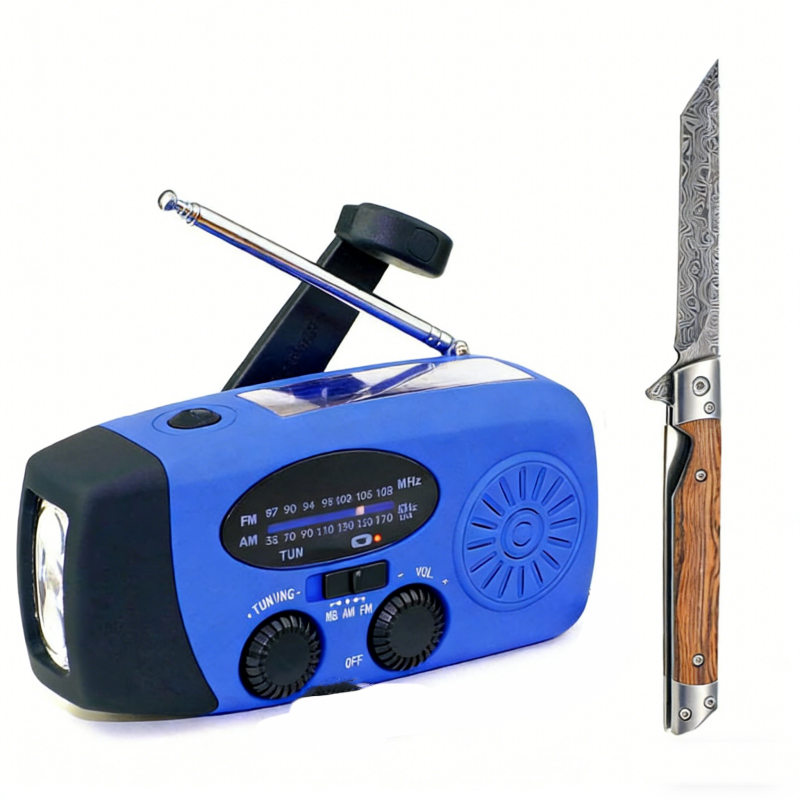⏳ Solar-Kurbelradio mit AM/FM-Empfang – 3-LED-Taschenlampe, USB-Notladefunktion und 600-mAh-Akku-Gcom