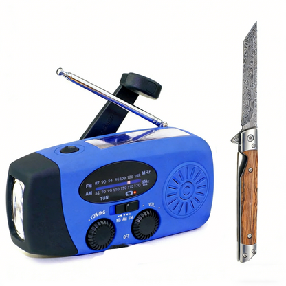 ⏳ Solar-Kurbelradio mit AM/FM-Empfang – 3-LED-Taschenlampe, USB-Notladefunktion und 600-mAh-Akku-Gcom