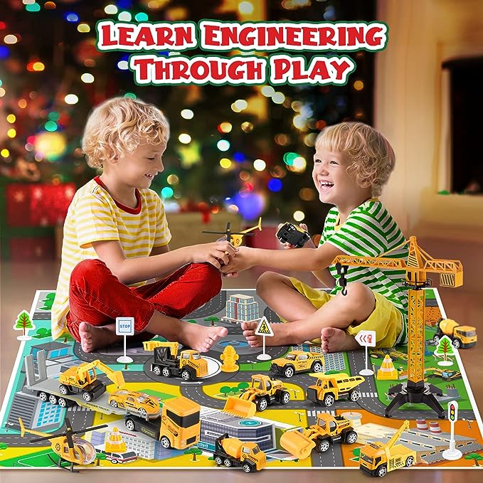 🔥Solange der Vorrat reicht 50 % Rabatt!🚗Adventskalender für Jungen: Spielzeugsets mit Baumaschinen aus Metalllegierung