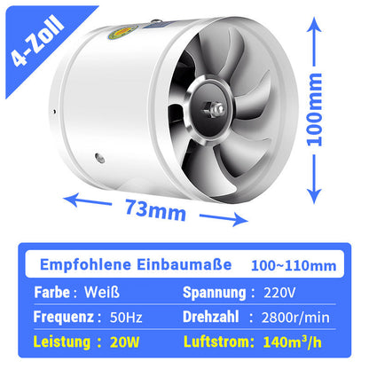 Starker Haushalts-Saugventilator für Rohre