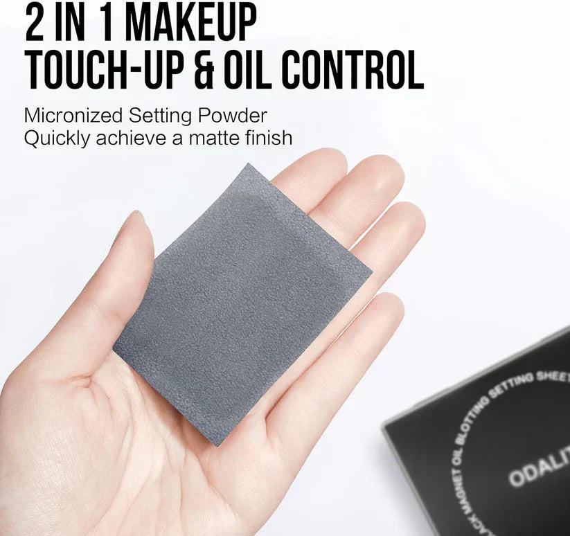 ⏰1 kaufen, 1 gratis dazu💝Schwarzes Magnet-Öl-Blotting-Setting-Sheet mit Puder für mehr Kontrolle über die Hautfettigkeit. Hält die Haut frisch. 2-in-1-Blotting-Sheet.