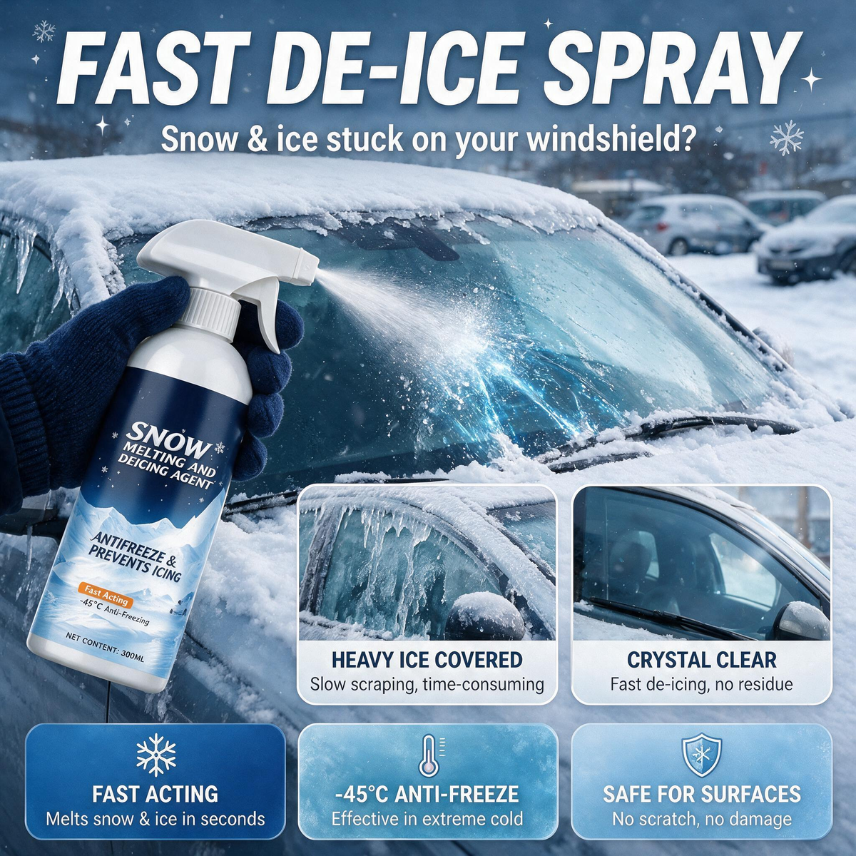 🧊 Hocheffizientes Schnee- und Eisschmelzmittel; geeignet für großflächiges Schneeschmelzen und die Enteisung von Fahrzeugen.