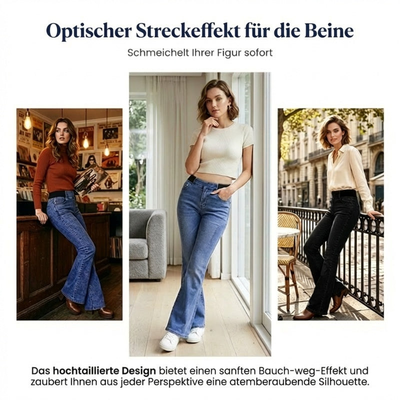 🔥Solange der Vorrat reicht 50 % Rabatt!🎉Damen High-Waist Schlagjeans aus Stretch-Denim