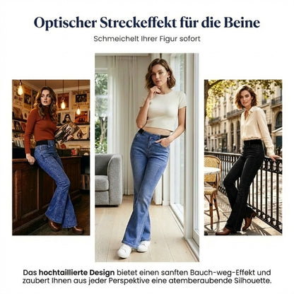 🔥Solange der Vorrat reicht 50 % Rabatt!🎉Damen High-Waist Schlagjeans aus Stretch-Denim