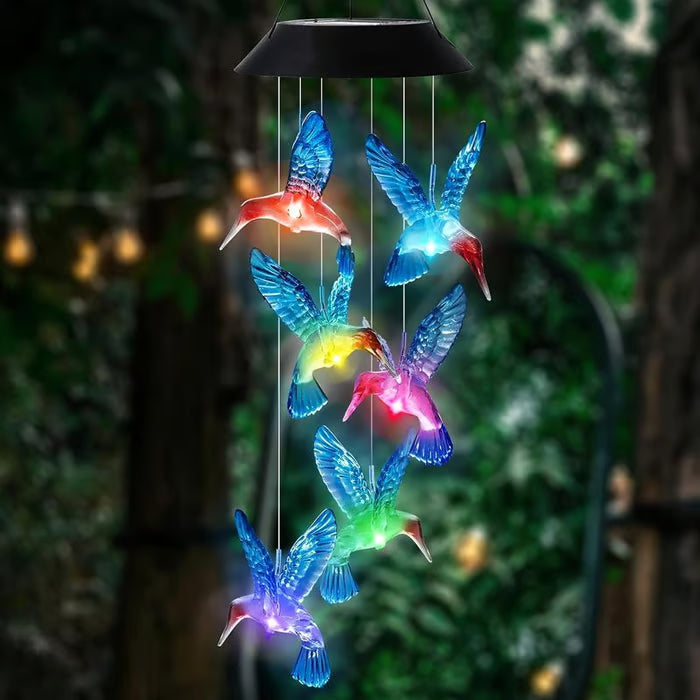 🦋 Verschönern Sie Ihren Garten✨ Kreative Vogeldesign Solar-Windspiele