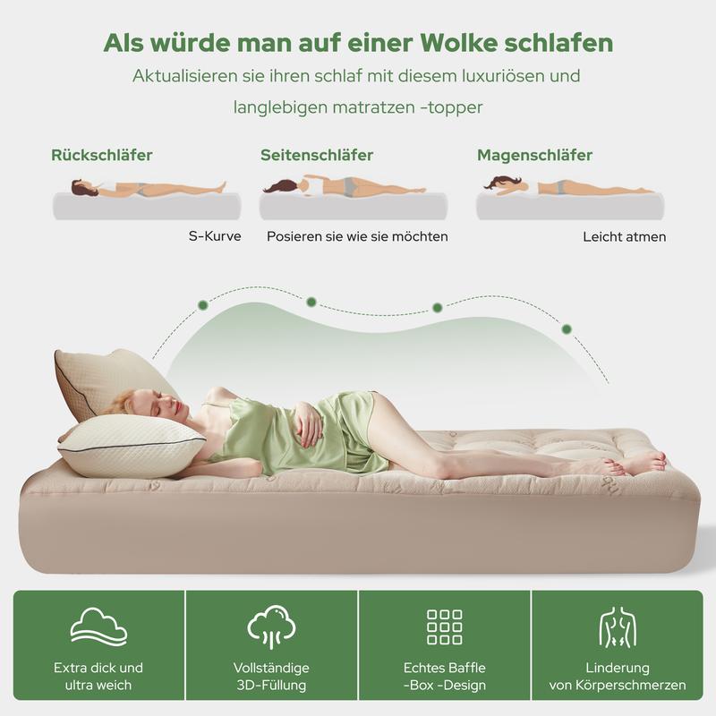 🥳HEISSER SALE 2026🥳💞50.000+ VERKAUFT!👵❤️ Matratzenauflage aus Bambusfaser-Viskose mit tiefen Taschen, gesteppter Matratzentopper, weich & druckentlastend