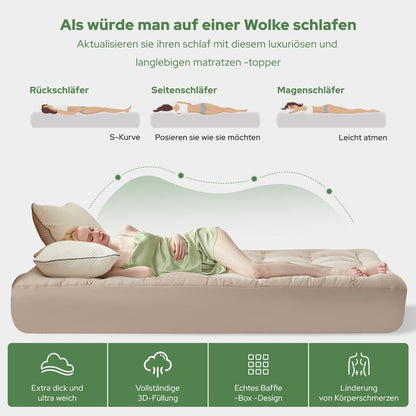 🥳HEISSER SALE 2026🥳💞50.000+ VERKAUFT!👵❤️ Matratzenauflage aus Bambusfaser-Viskose mit tiefen Taschen, gesteppter Matratzentopper, weich & druckentlastend