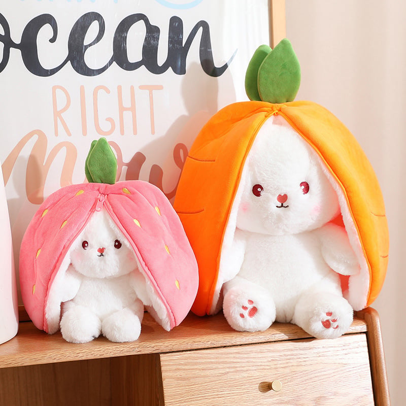 🍓 Erdbeerhäschen verwandelt sich in Häschen 🎀 Fruchtpuppe Plüschtier 🐰