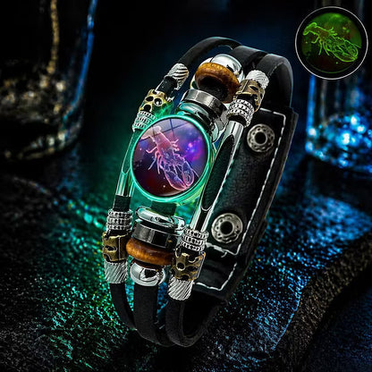 🎉 Sonderangebot 2026 – Über 21.300 Stück verkauft!🔥 Im Dunkeln leuchtendes Lederarmband mit Sternzeichen
