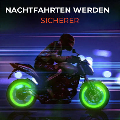⏳Limitiertes 50 % Rabatt⏰Leuchtende Nachtfahrer-Ventilkappen (Reifen-Ventilkappen) – 4 Stück, universell passend, originalgetreue Abdichtung & Diebstahlschutz 🛡️🔒