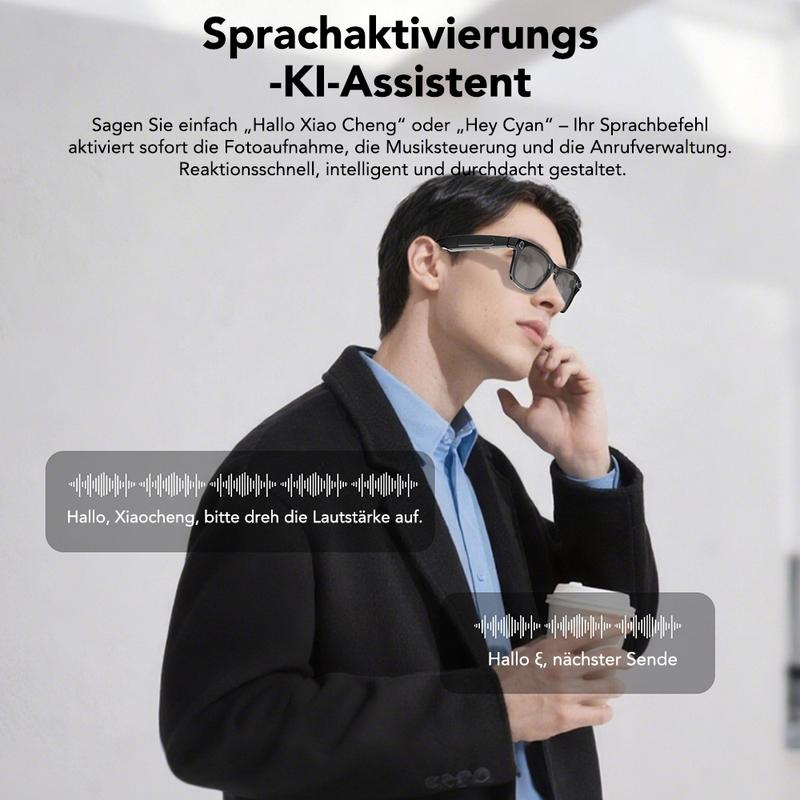 🥳 KI-Smart-Brille mit ChatGPT, 8-MP-Kamera und HD 1200P 4K-Videoaufzeichnung, Echtzeitübersetzung in über 160 Sprachen, Bluetooth 5.4, HiFi-Audio- und Musiksteuerung, intelligente Sonnenbrille mit Videoaufzeichnung für unterwegs