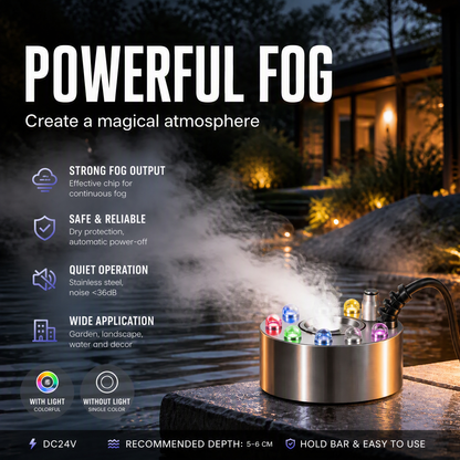 🌫️ Landschaftsnebelmaske aus Edelstahl – kraftvoller Nebel, Verbrennungsschutzsensor, geräuschloser Betrieb. Ideal für Teiche, Springbrunnen und Miniaturbäume – schafft eine zauberhafte Atmosphäre! ✨💧