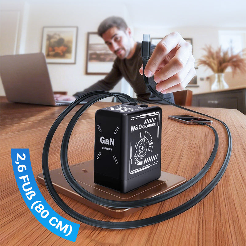 USB-C Schnellladestation mit einziehbarem Kabel – Universell einsetzbar