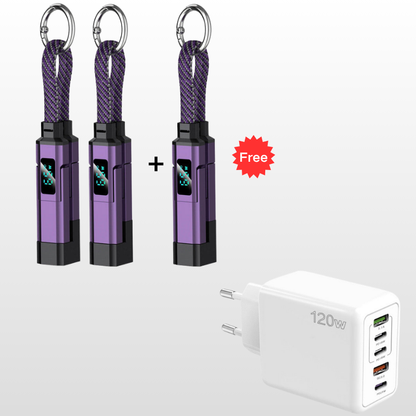 🔌 4-in-1 Ladekabel mit Digitalanzeige & Schlüsselanhänger – schnellladend, knickfest & kompakt