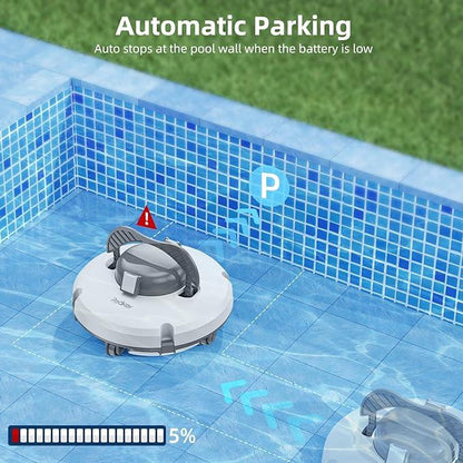 🔥Redkey Poolroboter 2026 Kabellos Poolsauger 6800mAh Akku Selbstparkend bis 200m² (Set, 45.000 Pa Saugkraft, intelligente Navigation & 180 Min. Laufzeit), Schnellladung, 45° Steigung, 90° Wandreinigung & 2 Jahre Garantie