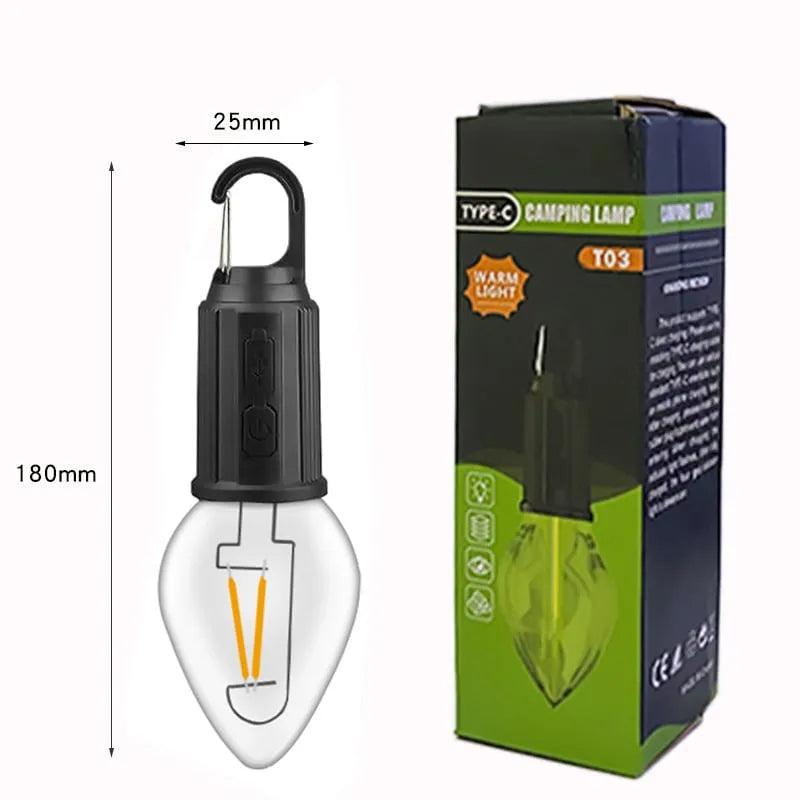 💡 50% RABATT! 🏕️ Outdoor Camping Hängende Retro-Glühbirne – Typ-C Aufladbar, Stimmungsvolle Beleuchtung & Perfekt Für Zelt, Garten & Terrasse 🌙