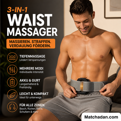 ⏰  🟣 3-in-1 Multifunktionaler elektrischer Faszienring mit verstellbarem Gurt, Massage, Fettabbau & Verdauungsförderung für Bauch, Beine, Rücken & Schultern ✨