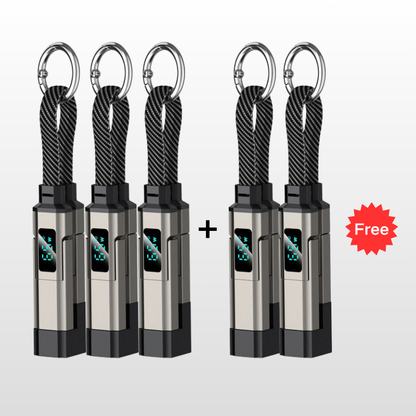 🔌 4-in-1 Ladekabel mit Digitalanzeige & Schlüsselanhänger – schnellladend, knickfest & kompakt