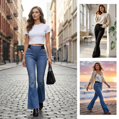 🔥Solange der Vorrat reicht 50 % Rabatt!🎉Damen High-Waist Schlagjeans aus Stretch-Denim