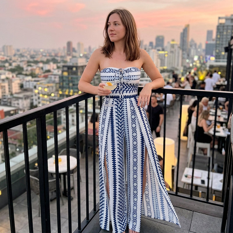 Tuta Intera Senza Spalline Floreale Boho Da Donna