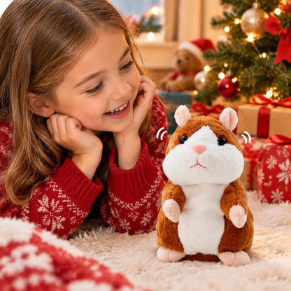 Sprechender Plüsch-Hamster – wiederholt alles, was man sagt, bewegt dabei automatisch den Kopf; ein Riesenspaß für Kinder und Erwachsene