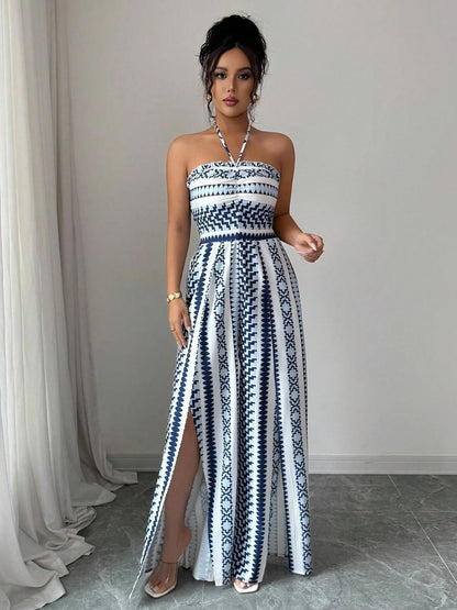 Tuta Intera Senza Spalline Floreale Boho Da Donna