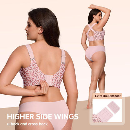 Damen Bügelfreier BH mit Leopardenmuster – 3D-Halt, Memory-Foam & Formgebung | M–5XL