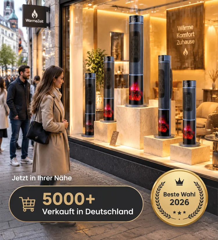 🔥[Nur 1 kWh pro Woche] Premium 3D-Kamin Heizlüfter | 3 Sek. Schnellheizung | A+++ KI-Energiesparmodus